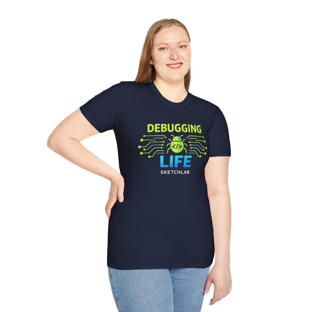 Debugging Life T-Shirt — Funny Programmer Tee with Circuit Bug Design