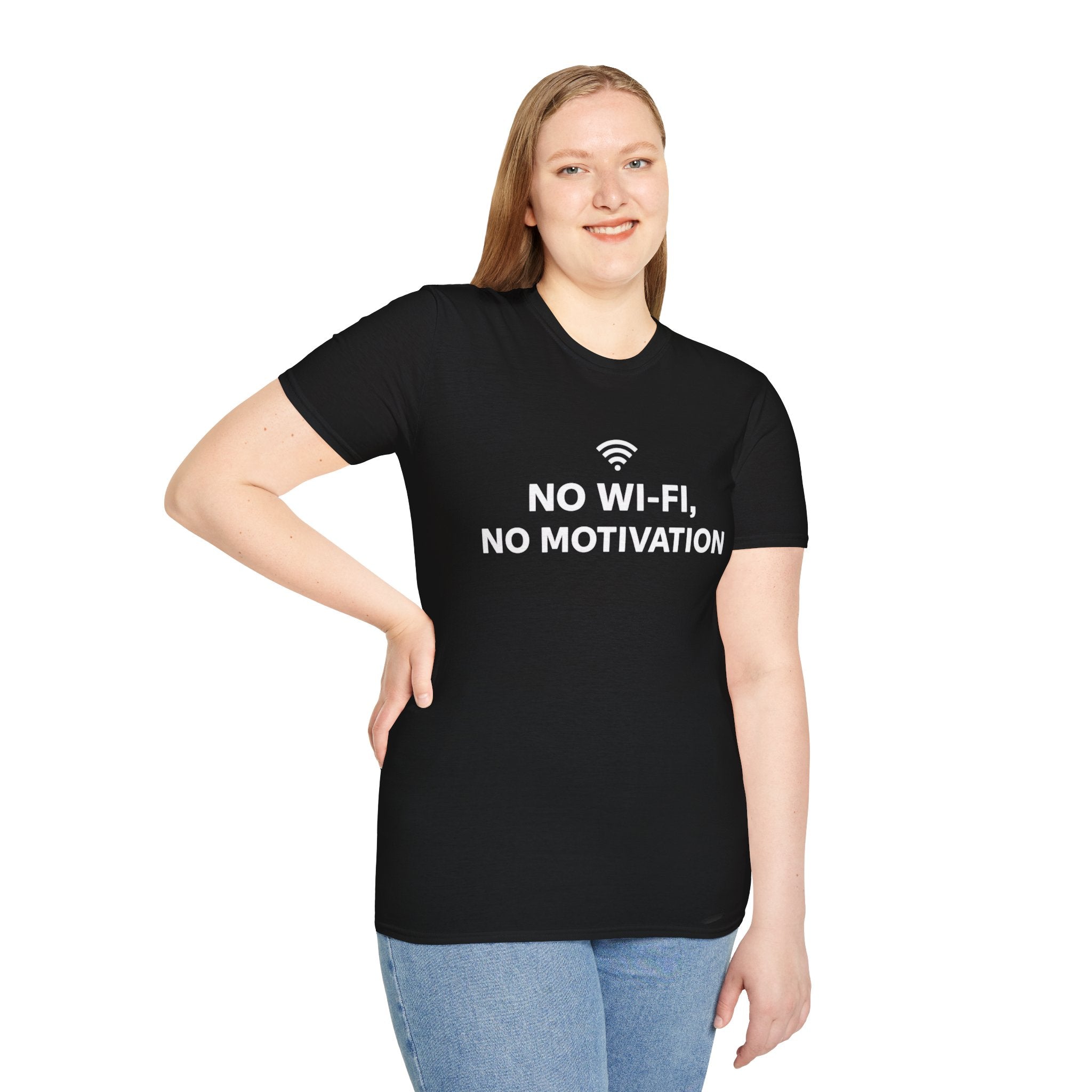 T-Shirt — "No Wi‑Fi, No Motivation" Funny Tech Humor Tee