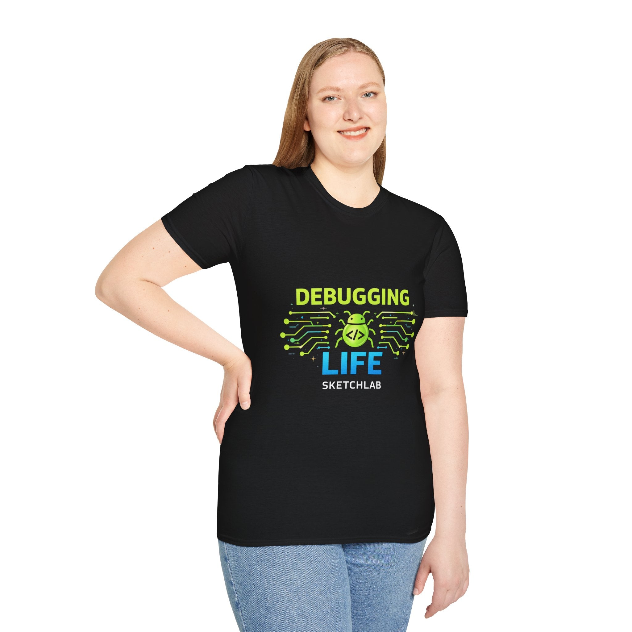 Debugging Life T-Shirt — Funny Programmer Tee with Circuit Bug Design