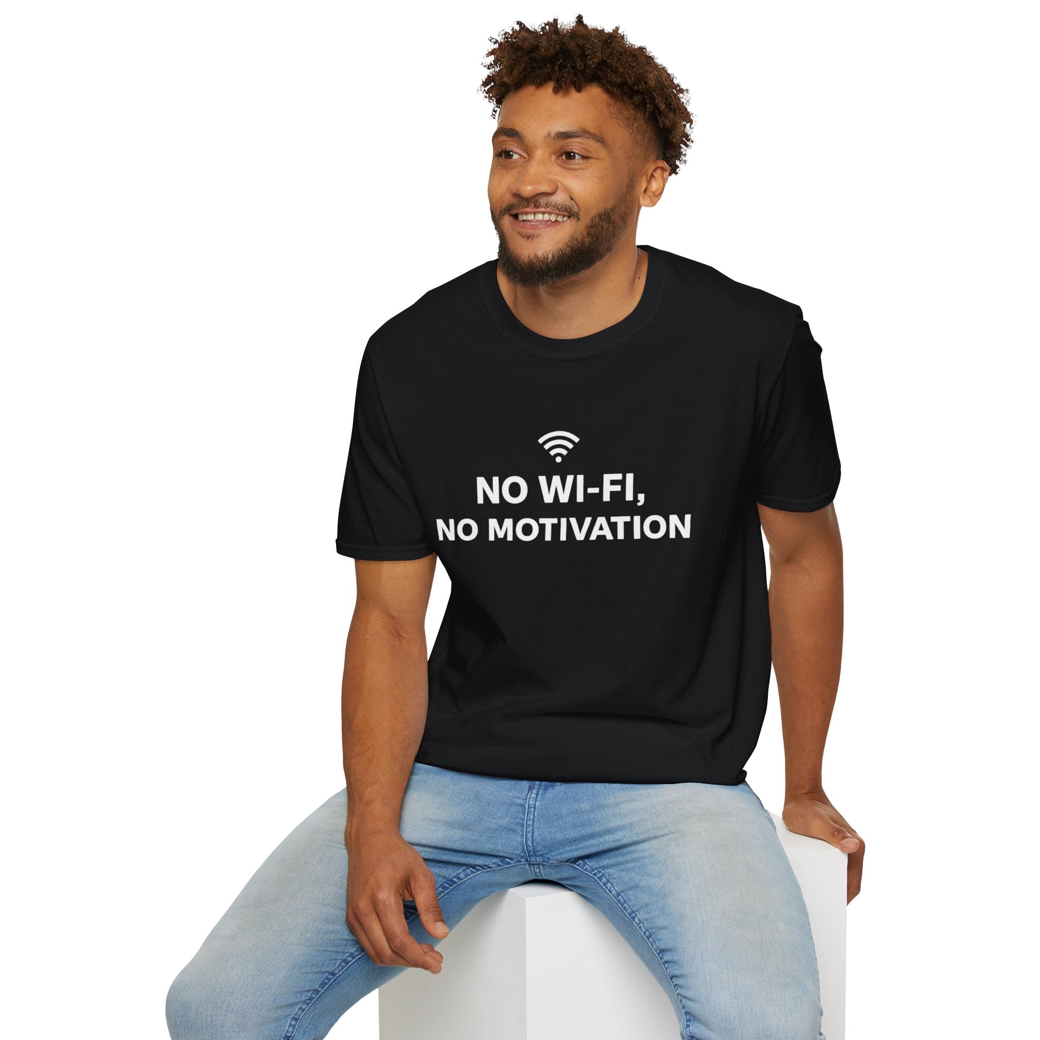 T-Shirt — "No Wi‑Fi, No Motivation" Funny Tech Humor Tee